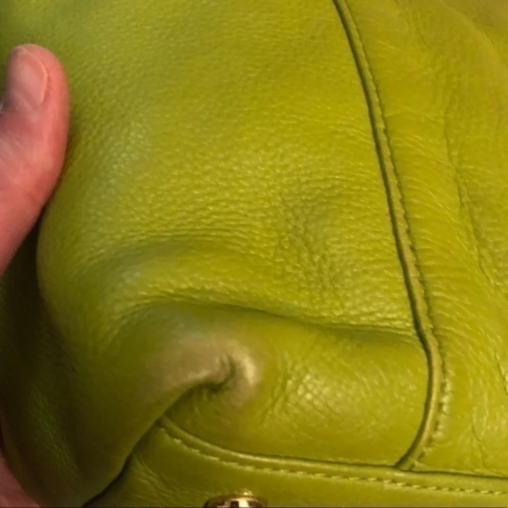 Michael kors lime green leather east west tote bag